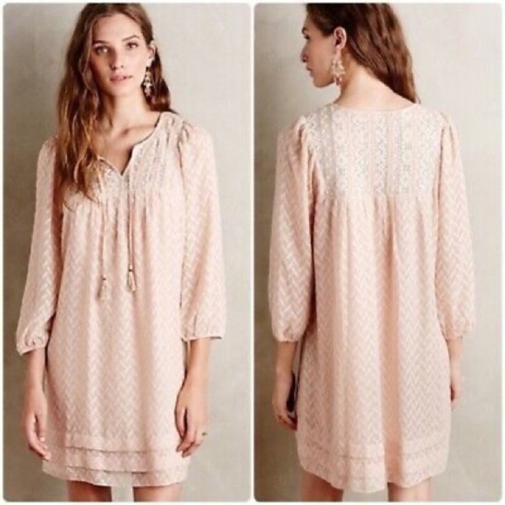 Anthropologie One September rose pink anwen dress
